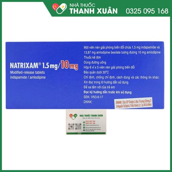 Natrixam 1.5mg/10mg - Thuốc điều trị tăng huyết áp (6 vỉ x 5 viên)